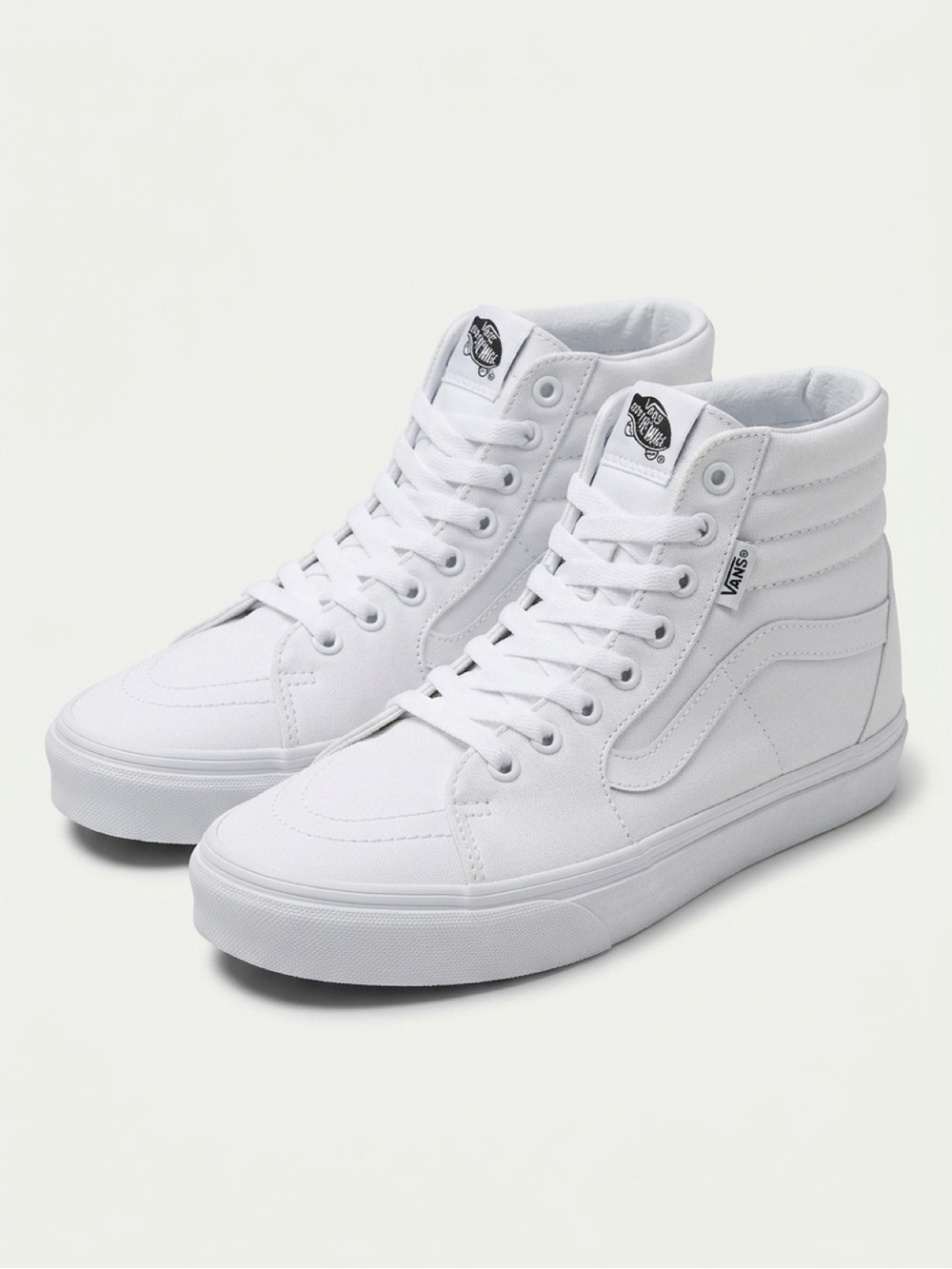 Vans White High-Top Sk8-Hi Canvas Sneakers